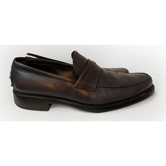Mens Tods Blue Leather Penny Bar Loafers Oxfords Shoes 8 main image 7